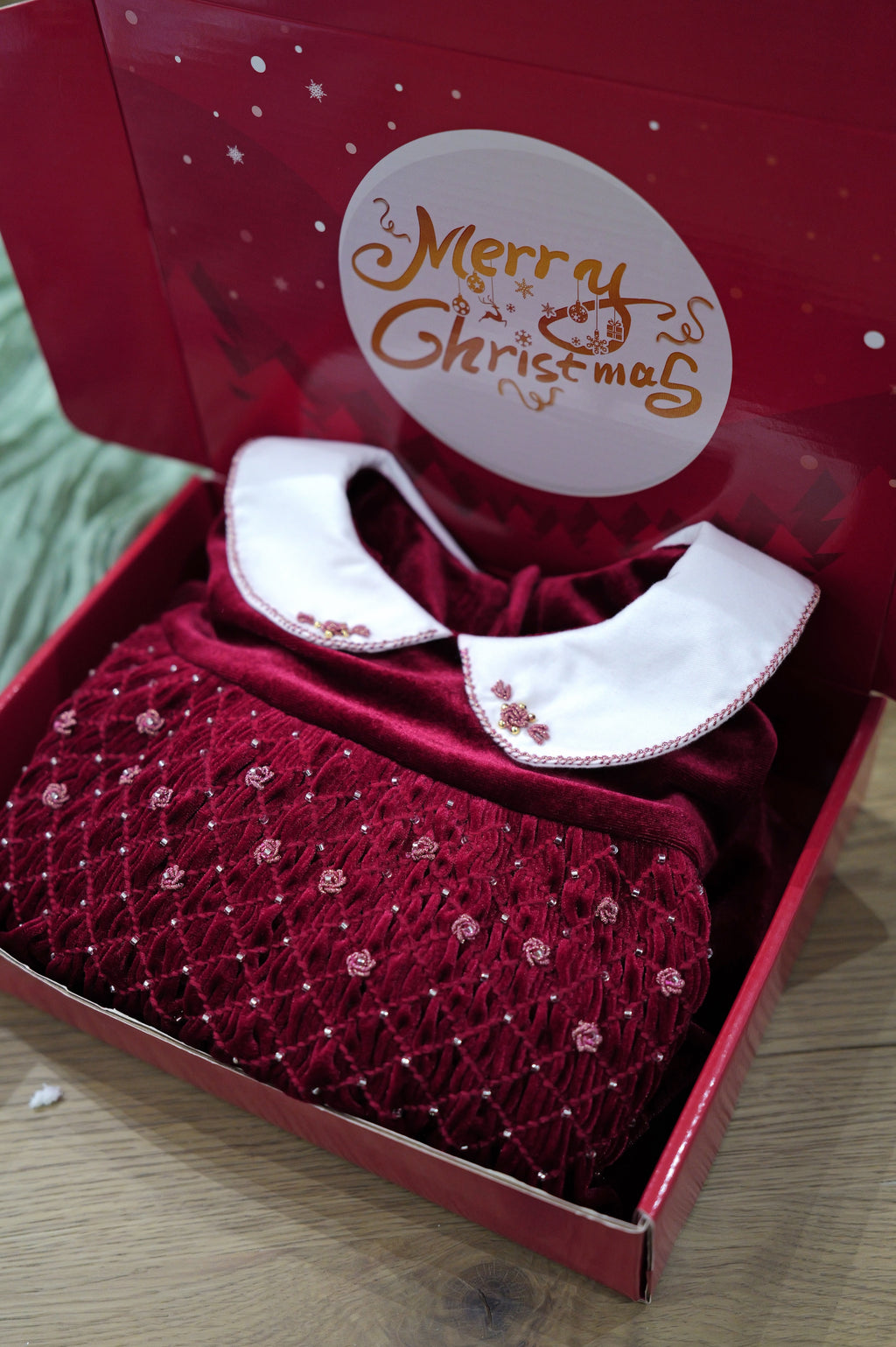 Girls' Royal Velvet-Corduroy Holiday Dress – Hand-Smocked Dress