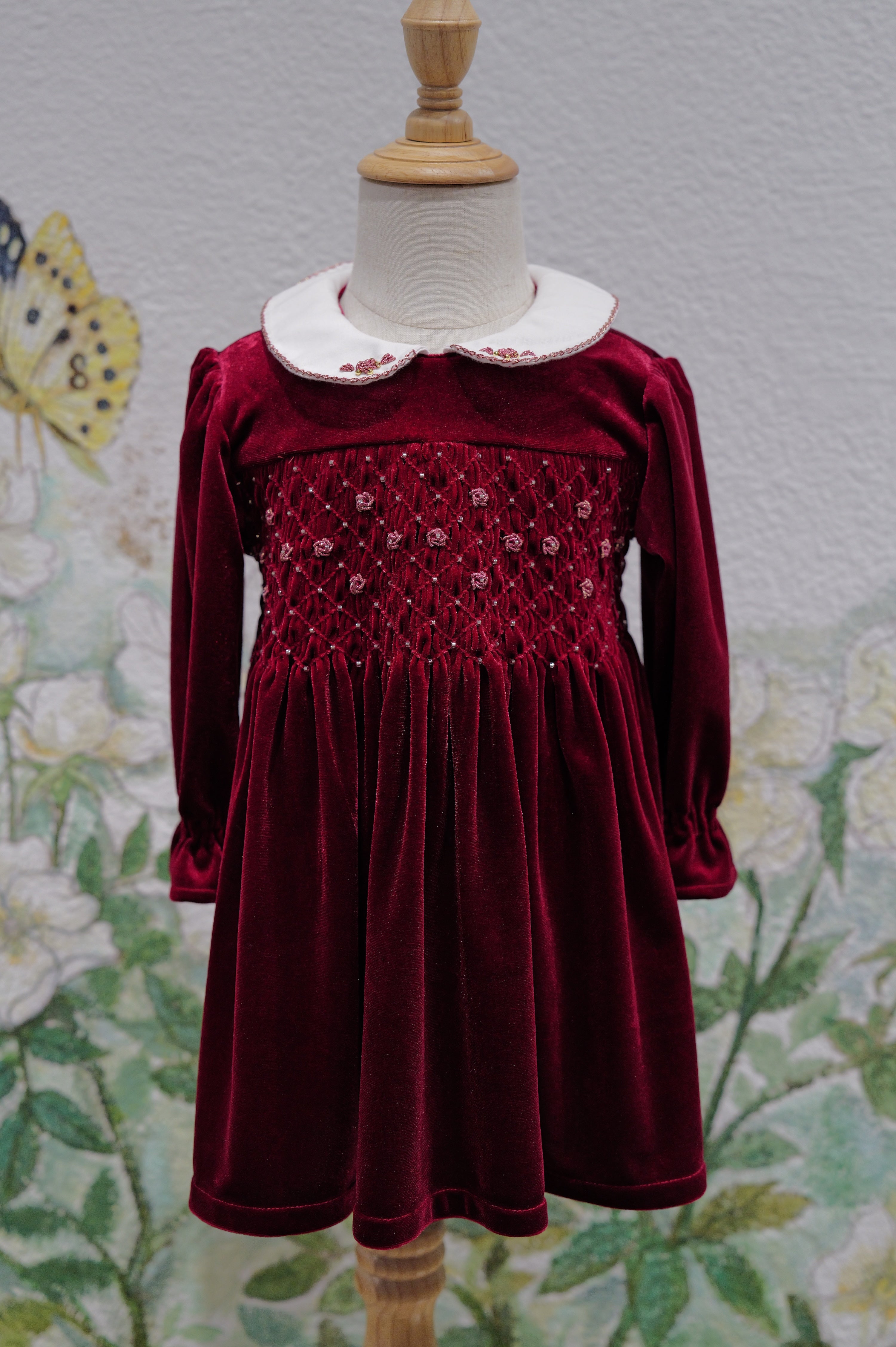 Girls' Royal Velvet-Corduroy Holiday Dress – Hand-Smocked Dress