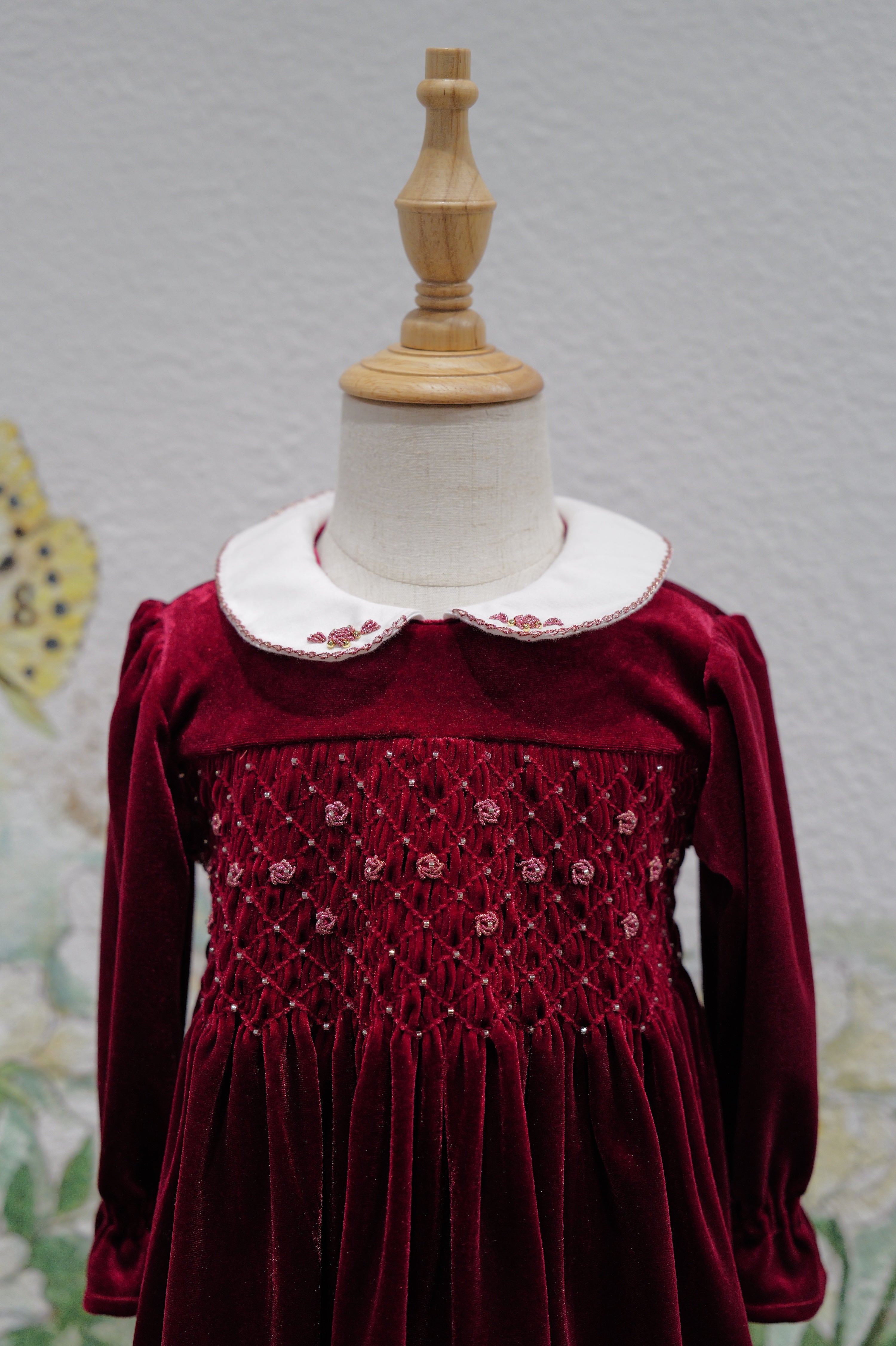 Girls' Royal Velvet-Corduroy Holiday Dress – Hand-Smocked Dress