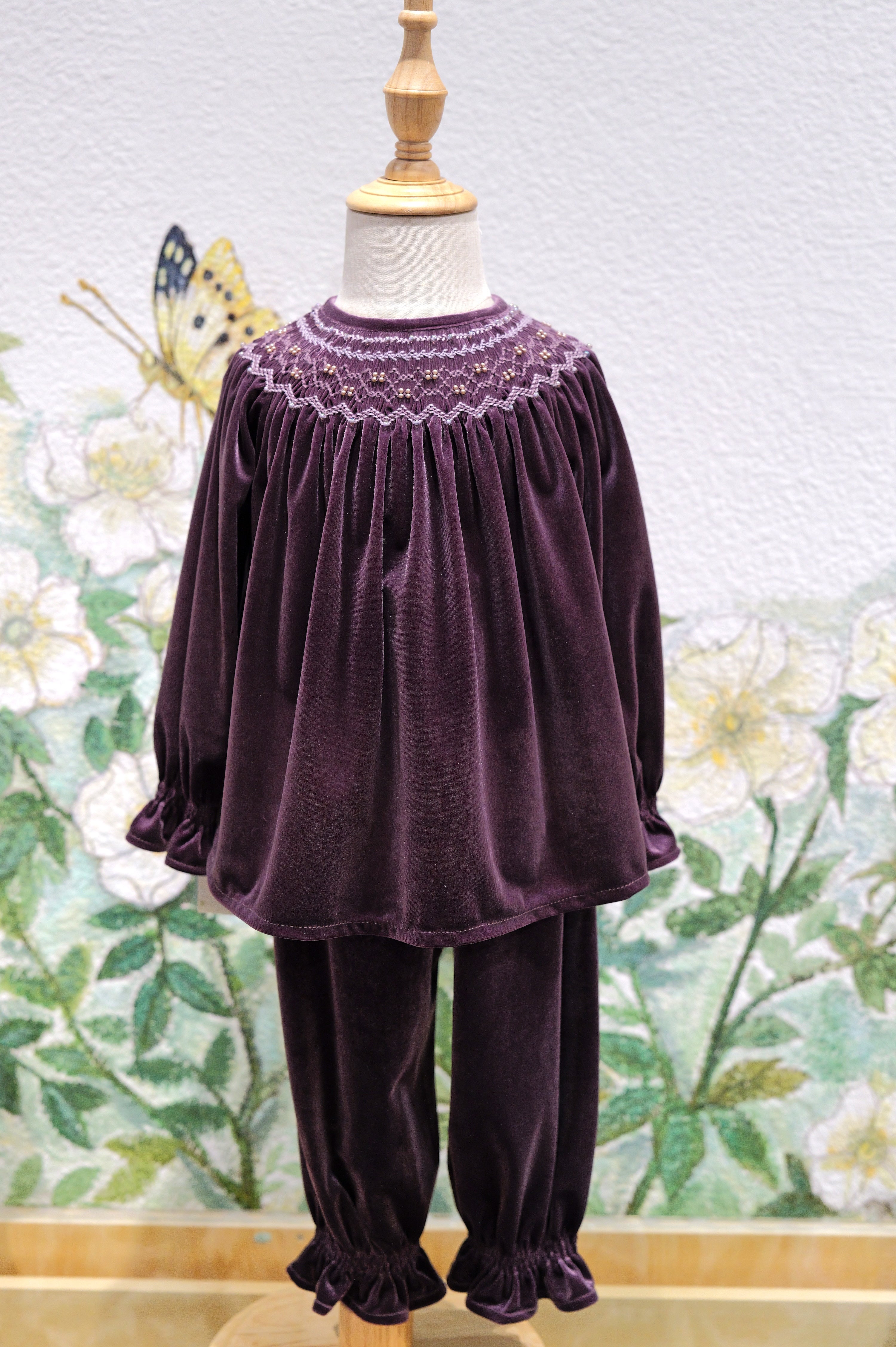 The Royal Holiday Set: Hand-Smocked Velvet Tunic & Pants