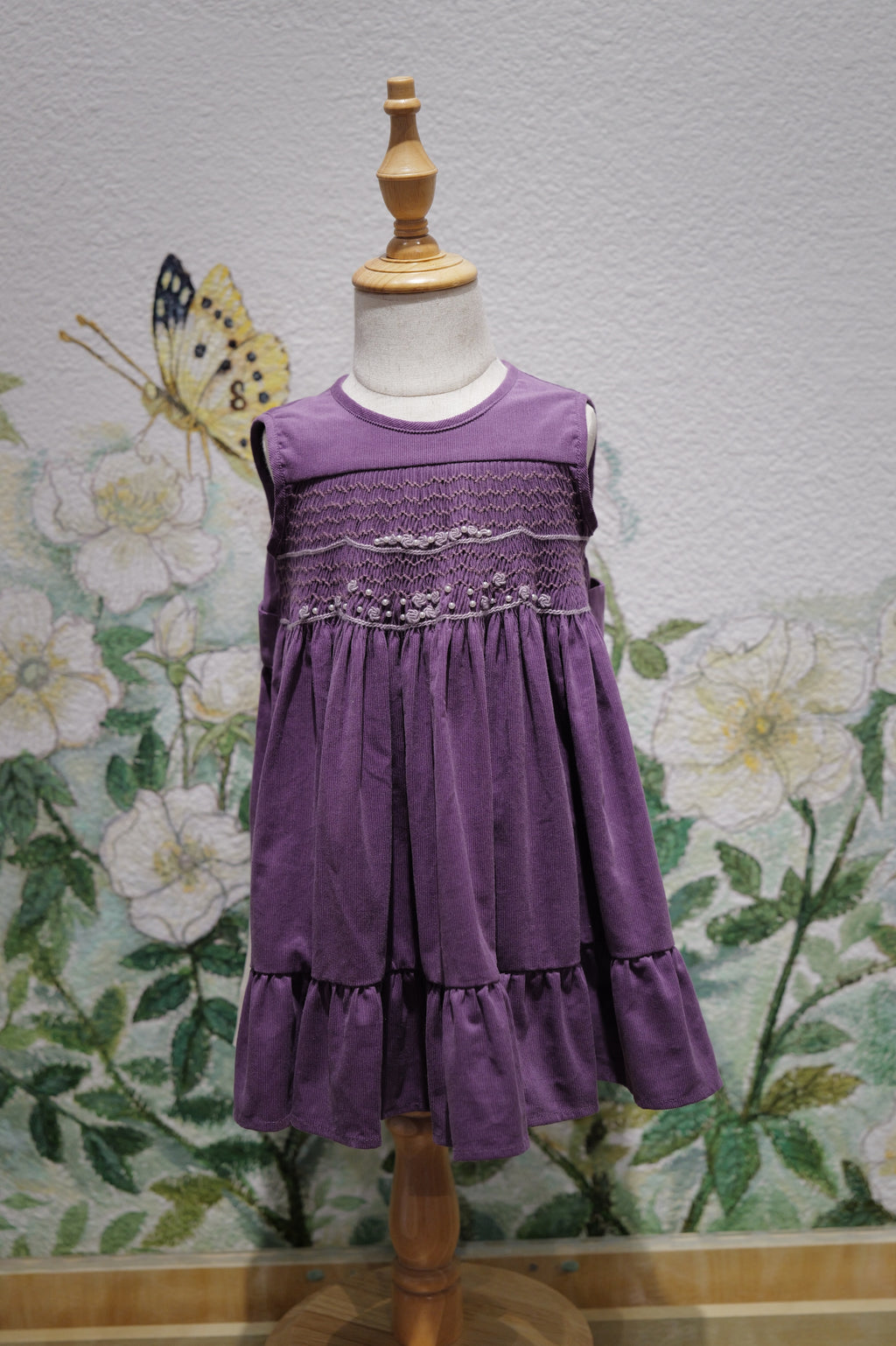 Girls’ Heirloom Smocked Dress with Embroidered Rosebuds & Pearl Details