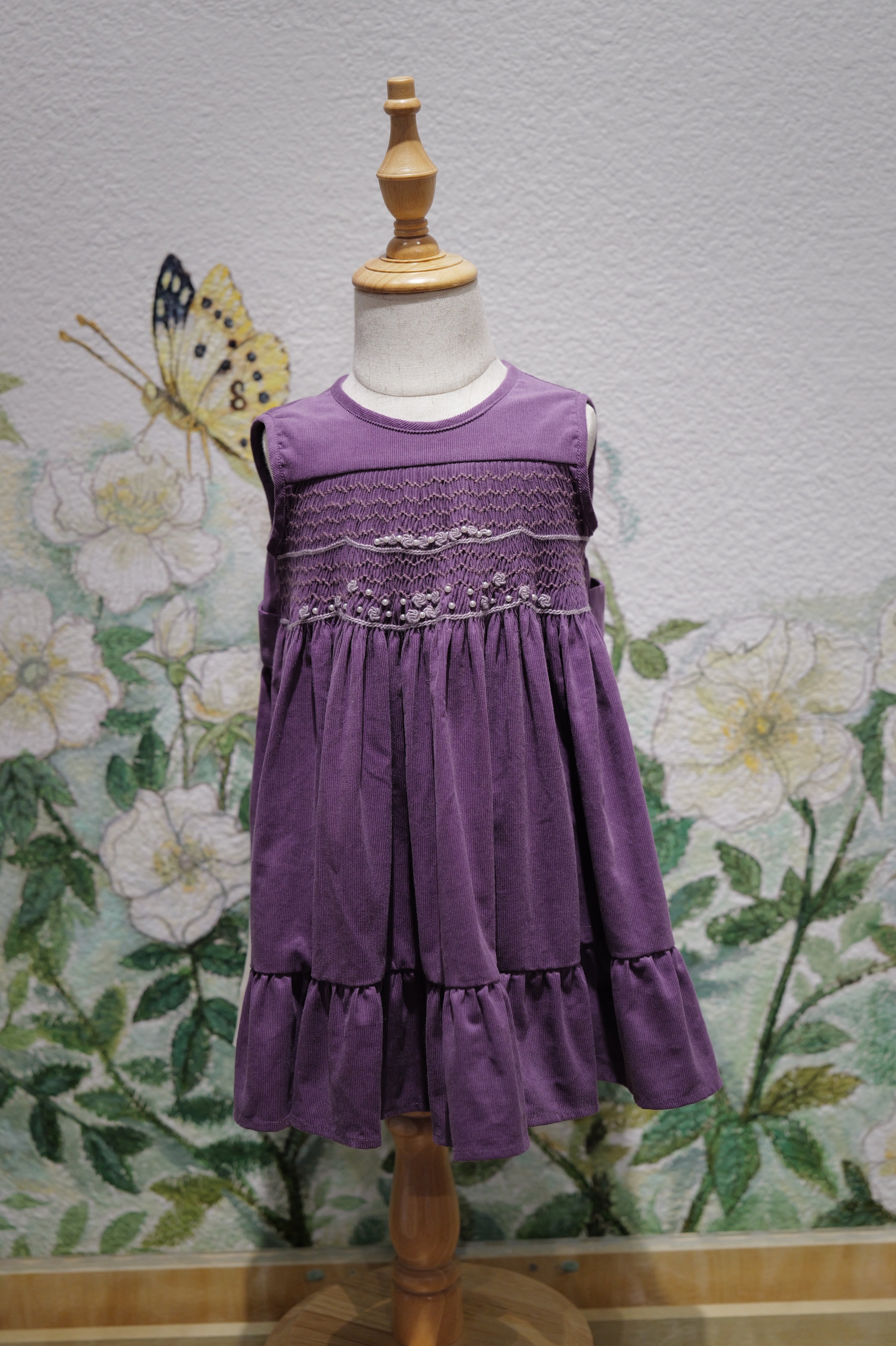 Girls’ Heirloom Smocked Dress with Embroidered Rosebuds & Pearl Details