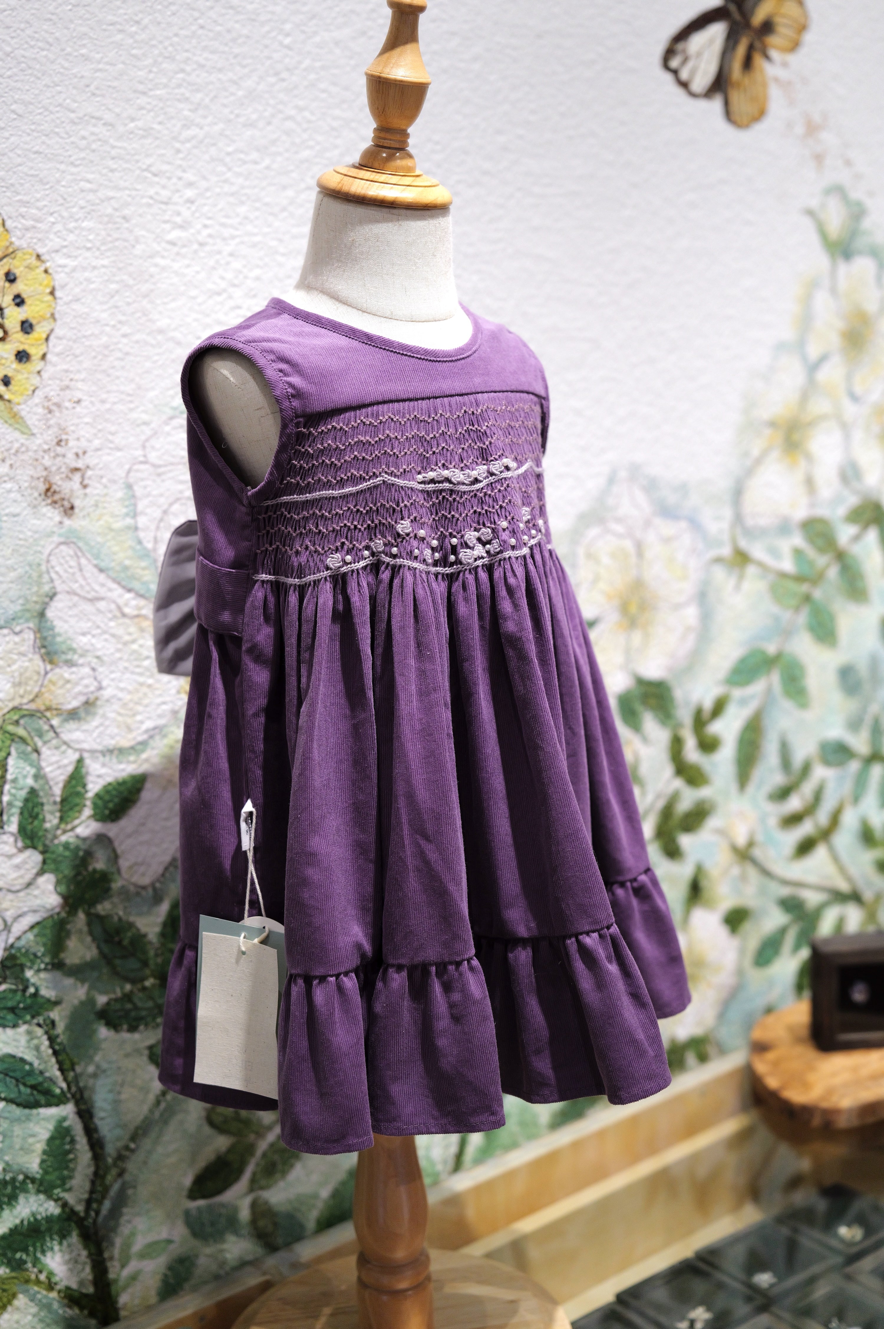 Girls’ Heirloom Smocked Dress with Embroidered Rosebuds & Pearl Details