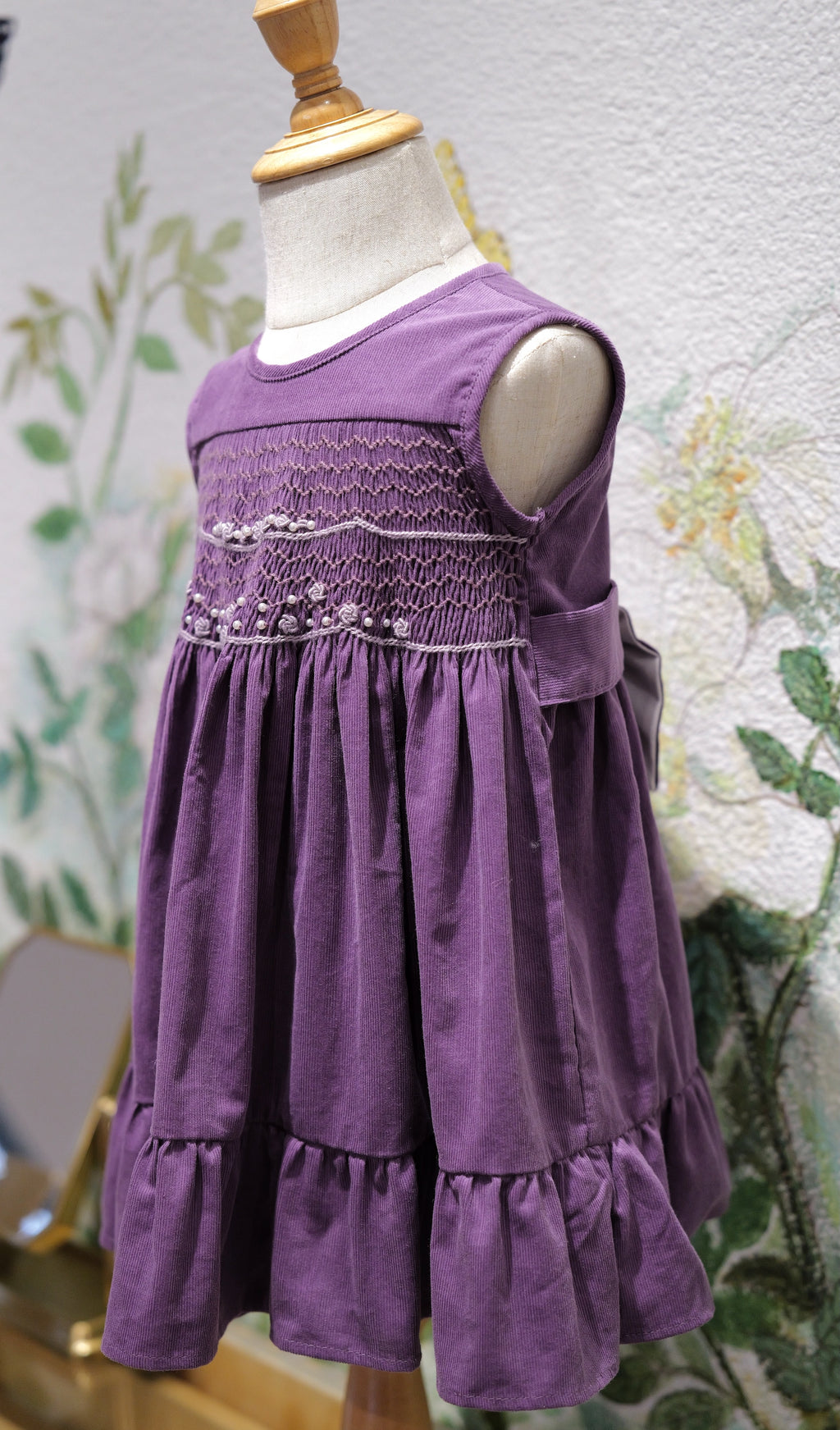 Girls’ Heirloom Smocked Dress with Embroidered Rosebuds & Pearl Details