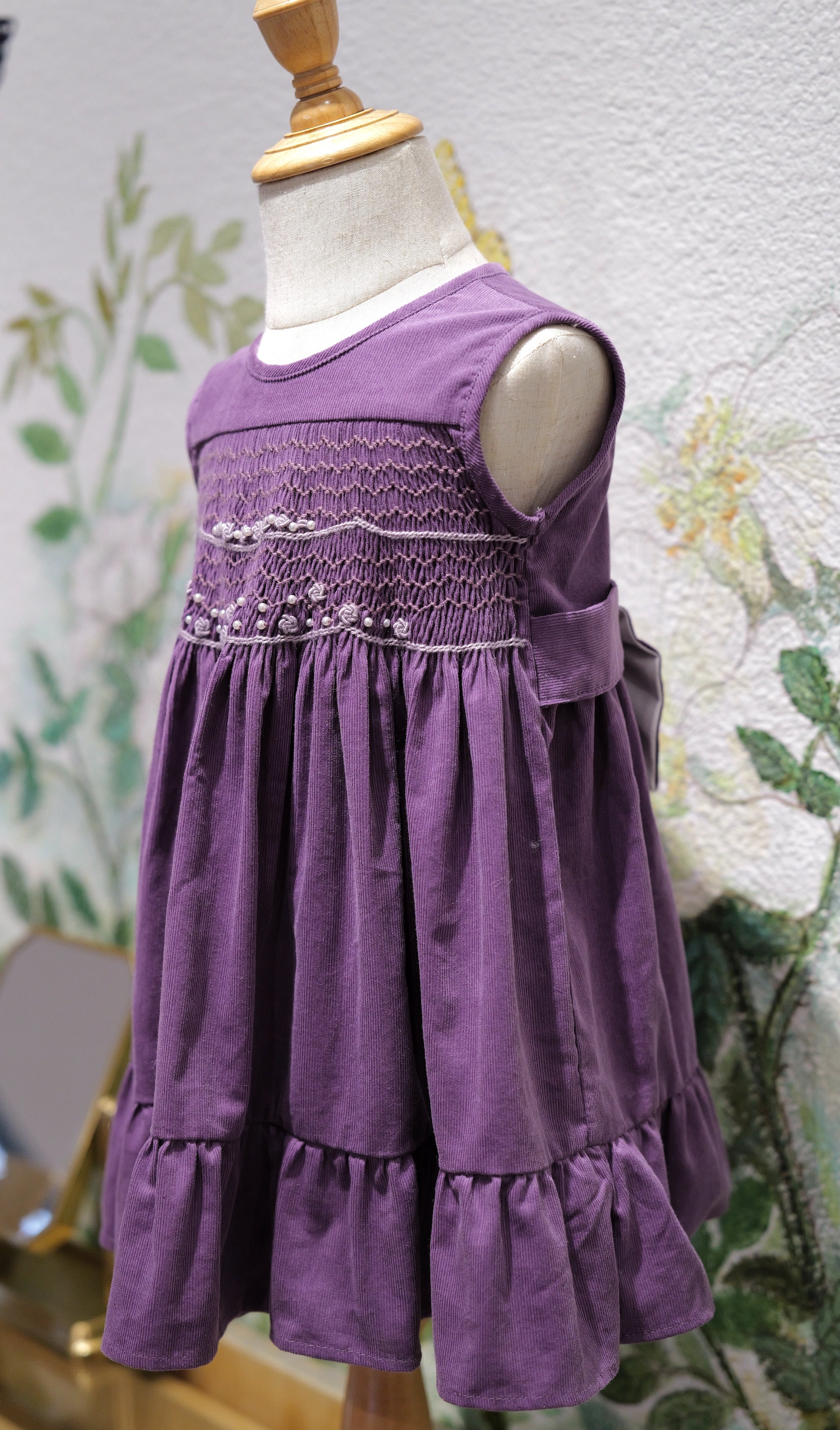 Girls’ Heirloom Smocked Dress with Embroidered Rosebuds & Pearl Details