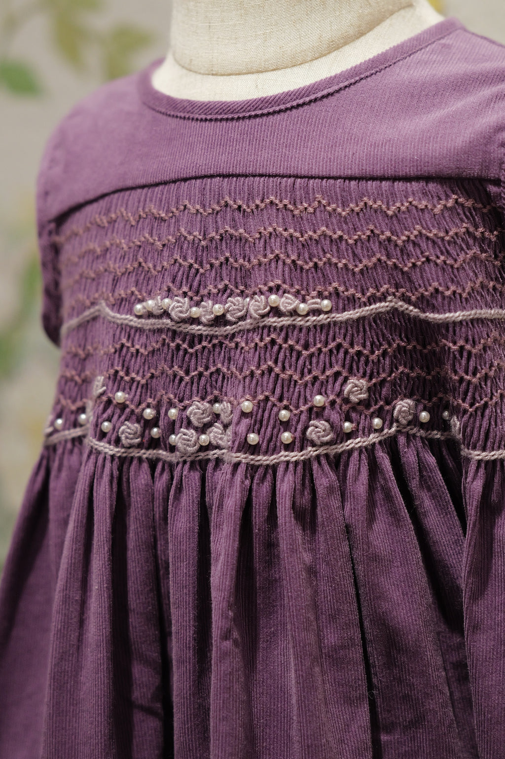 Girls’ Heirloom Smocked Dress with Embroidered Rosebuds & Pearl Details