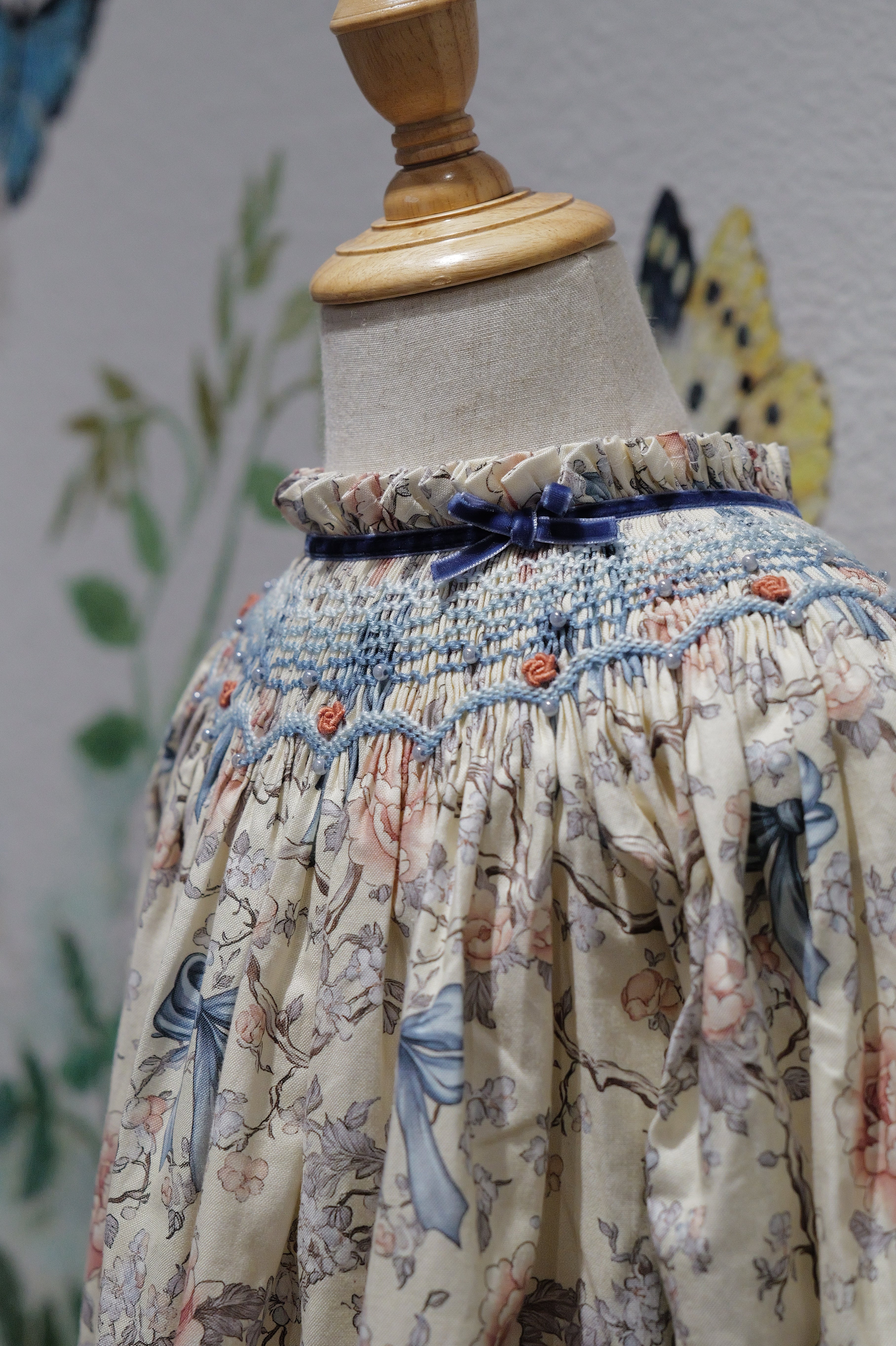 Embroidered Smock Dress – Rose & Ribbon Garden Print