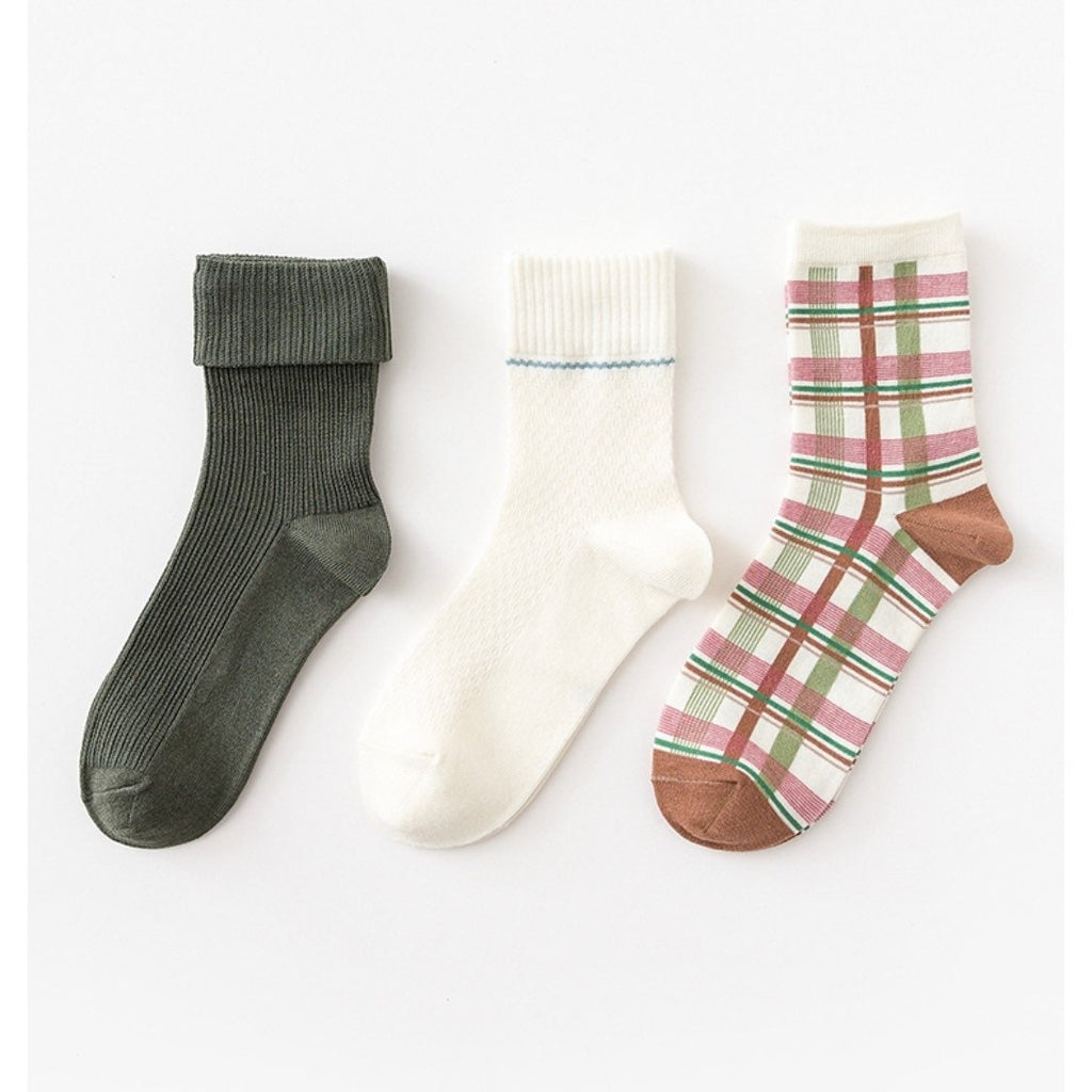 Miss June’s | Set of 3 pair of cotton socks; Cute | Colorful | Cool | Patterned | Designed | Women | Gift Idea | Casual | Comfortable