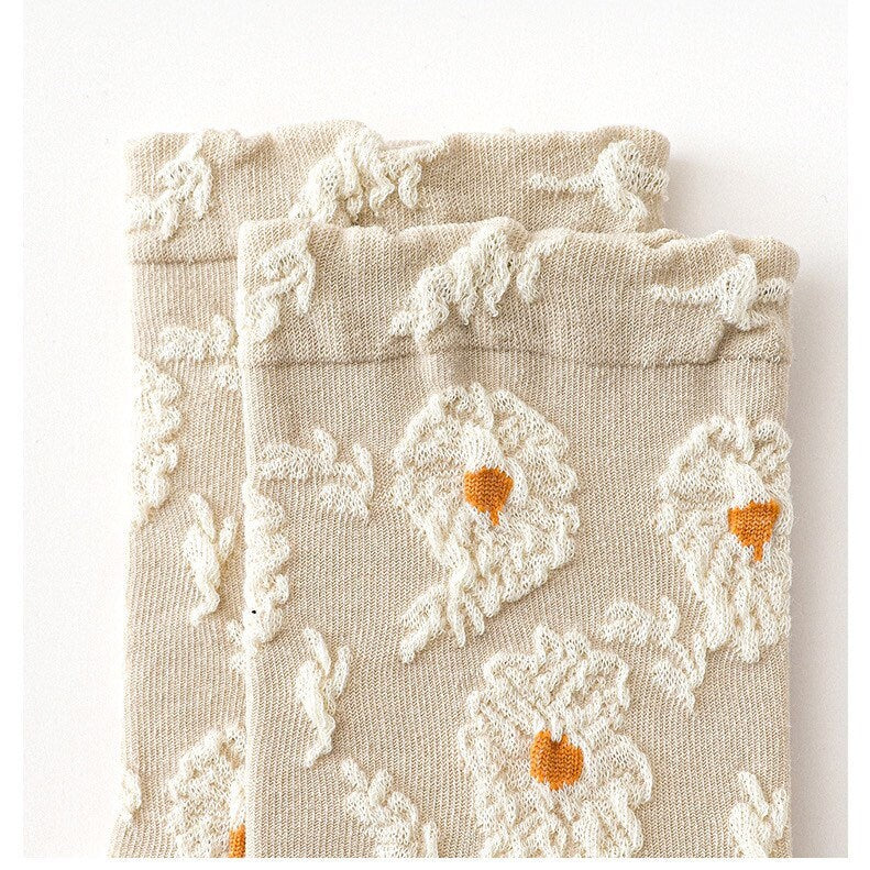 Miss June’s | Set of 3 pairs of cotton socks｜Cute | elegant | Daily | Patterned | Designed | Women | Gift Idea | Casual | Comfortable