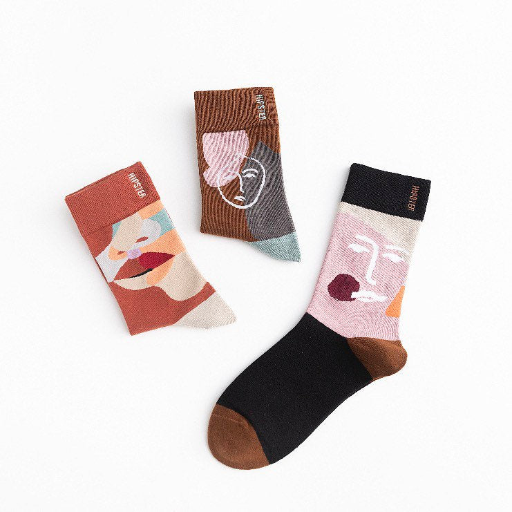 Miss June’s | Set 3 pairs cotton socks｜Creative | Colorful | Cool | Patterned | Designed | Unisex | Gift Idea | Casual | Comfort | Women