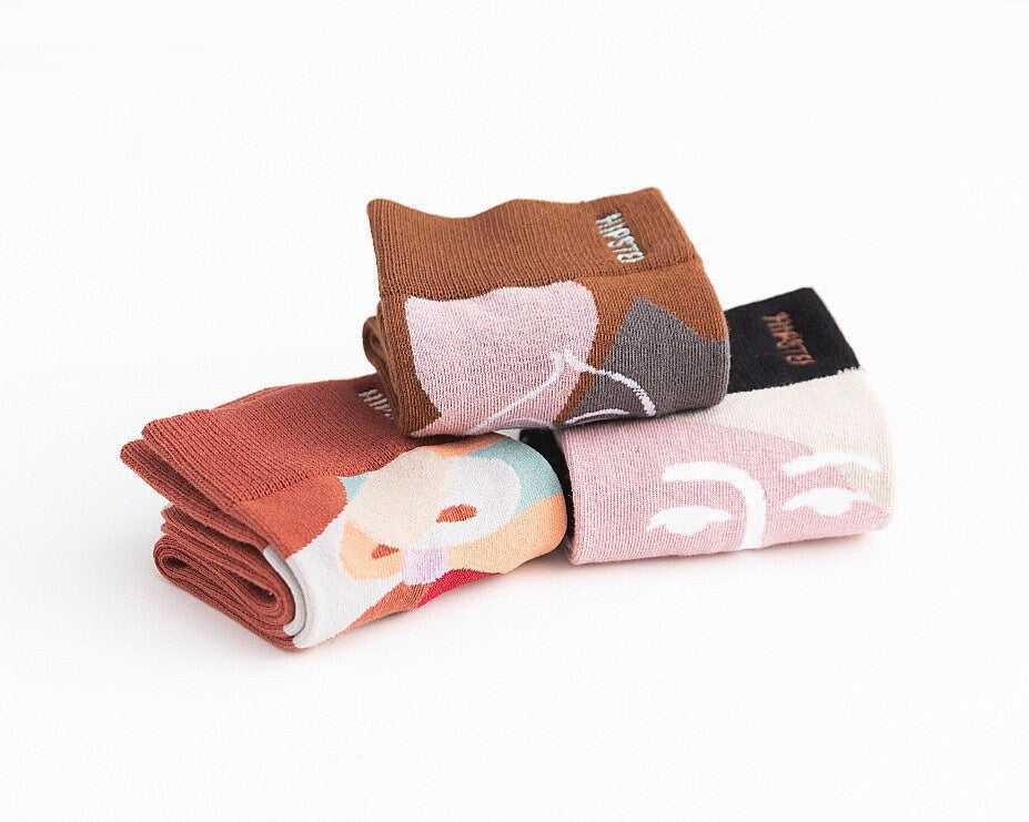 Miss June’s | Set 3 pairs cotton socks｜Creative | Colorful | Cool | Patterned | Designed | Unisex | Gift Idea | Casual | Comfort | Women