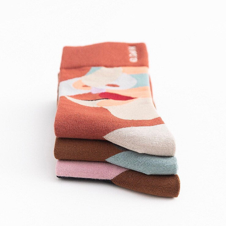 Miss June’s | Set 3 pairs cotton socks｜Creative | Colorful | Cool | Patterned | Designed | Unisex | Gift Idea | Casual | Comfort | Women