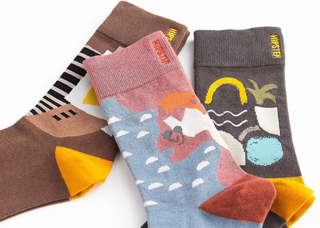 Miss June’s | Set 3 pair cotton socks ｜Creative | Colorful | Cool | Patterned | Designed | Unisex | Gift Idea | Art | Comfort | Women｜