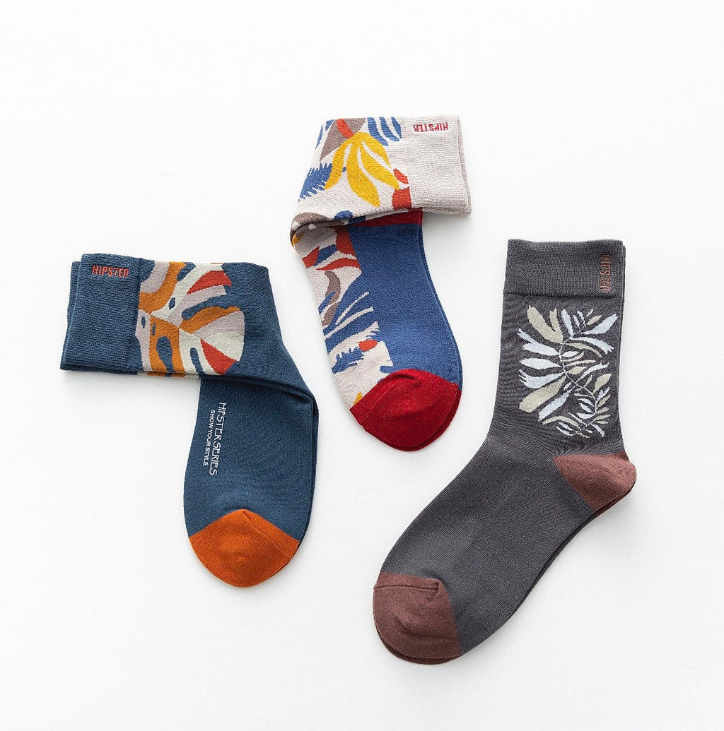 Miss June’s | Set 3 pairs cotton socks｜Creative | Colorful | Cool | Patterned | Designed | Unisex | Gift Idea | Art | Comfortable｜Men|
