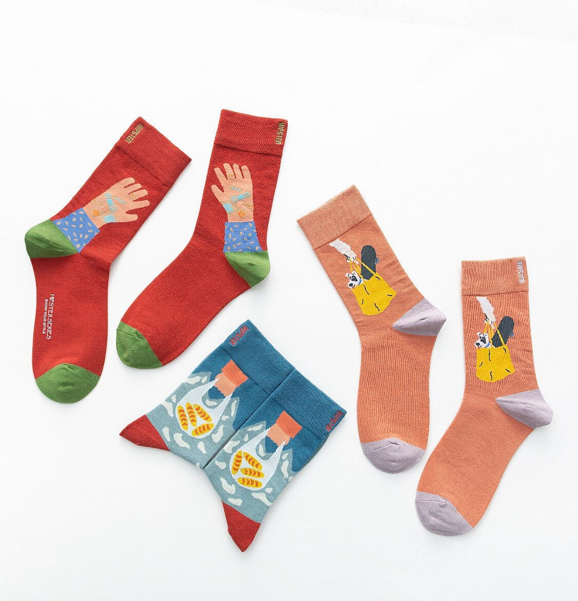 Miss June’s | Set 3 pairs cotton socks｜Creative | Colorful | Cool | Patterned | Designed | Unisex | Gift Idea | Art | Comfort | Women