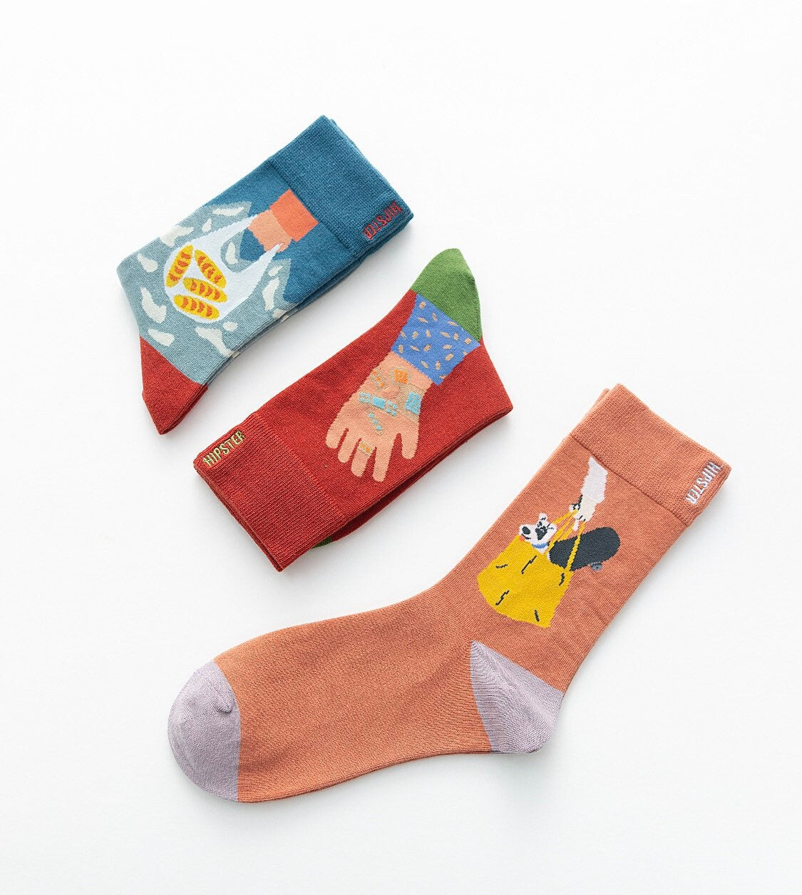 Miss June’s | Set 3 pairs cotton socks｜Creative | Colorful | Cool | Patterned | Designed | Unisex | Gift Idea | Art | Comfort | Women