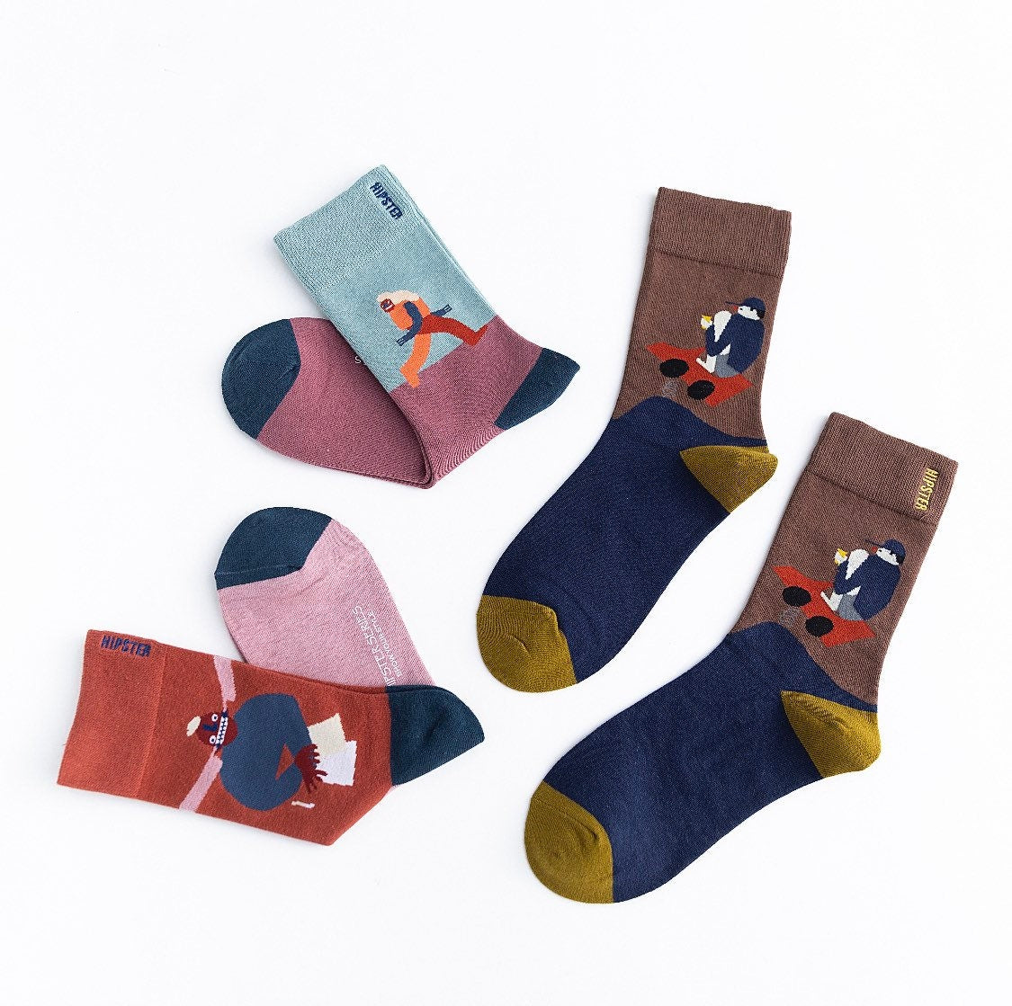 Miss June’s | Set 3 pairs cotton socks｜Creative | Colorful | Cool | Patterned | Designed | Unisex | Gift Idea | Art | Comfortable | Men