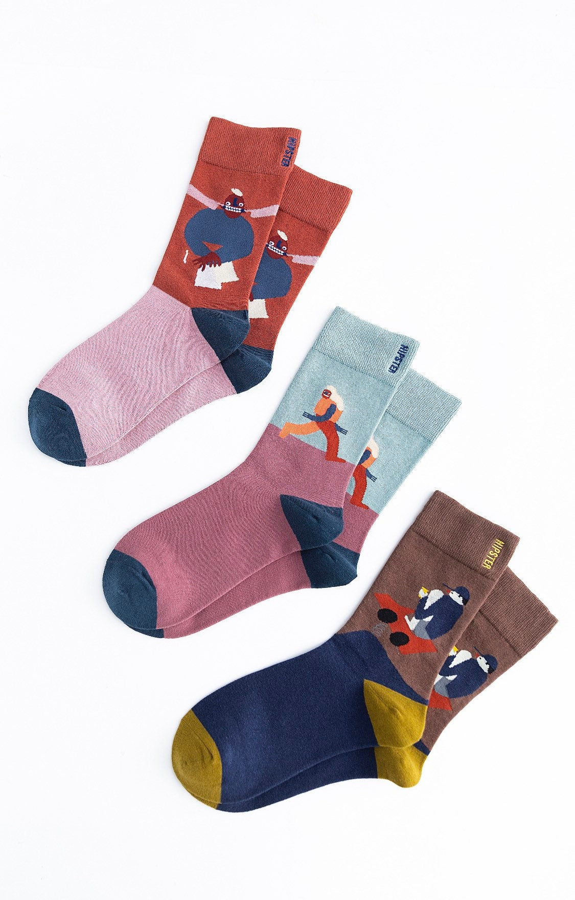 Miss June’s | Set 3 pairs cotton socks｜Creative | Colorful | Cool | Patterned | Designed | Unisex | Gift Idea | Art | Comfortable | Men