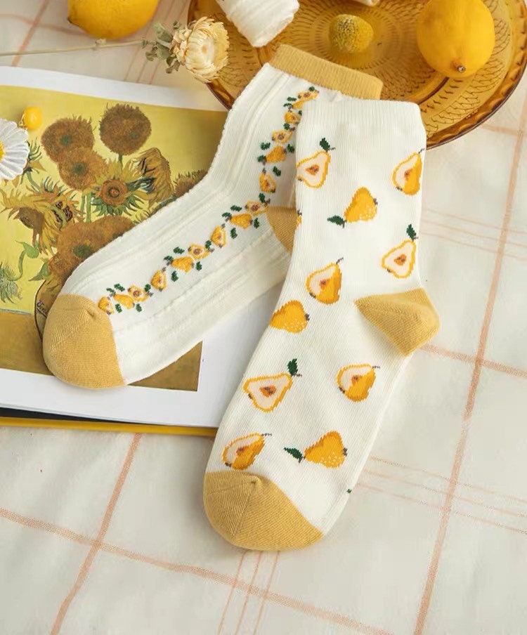 Miss June’s | Set of 3 pairs cotton socks; Cute | Colorful | Cool | Patterned | Designed | Women | Gift Idea | Casual | Art | Comfortable