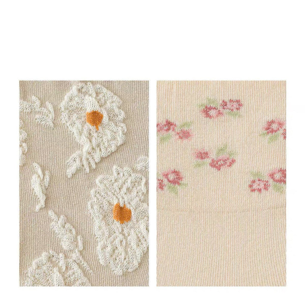 Miss June’s | Set of 3 pairs of cotton socks｜Cute | elegant | Daily | Patterned | Designed | Women | Gift Idea | Casual | Comfortable