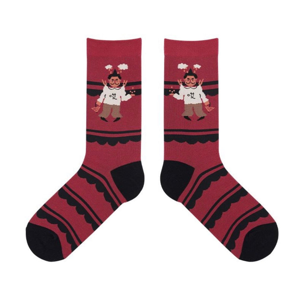 Miss June’s| 1 pair cotton socks｜Creative | Colorful | Cool | Patterned | Designed | Unisex | Gift Idea | Casual | Comfortable｜Funny｜Art