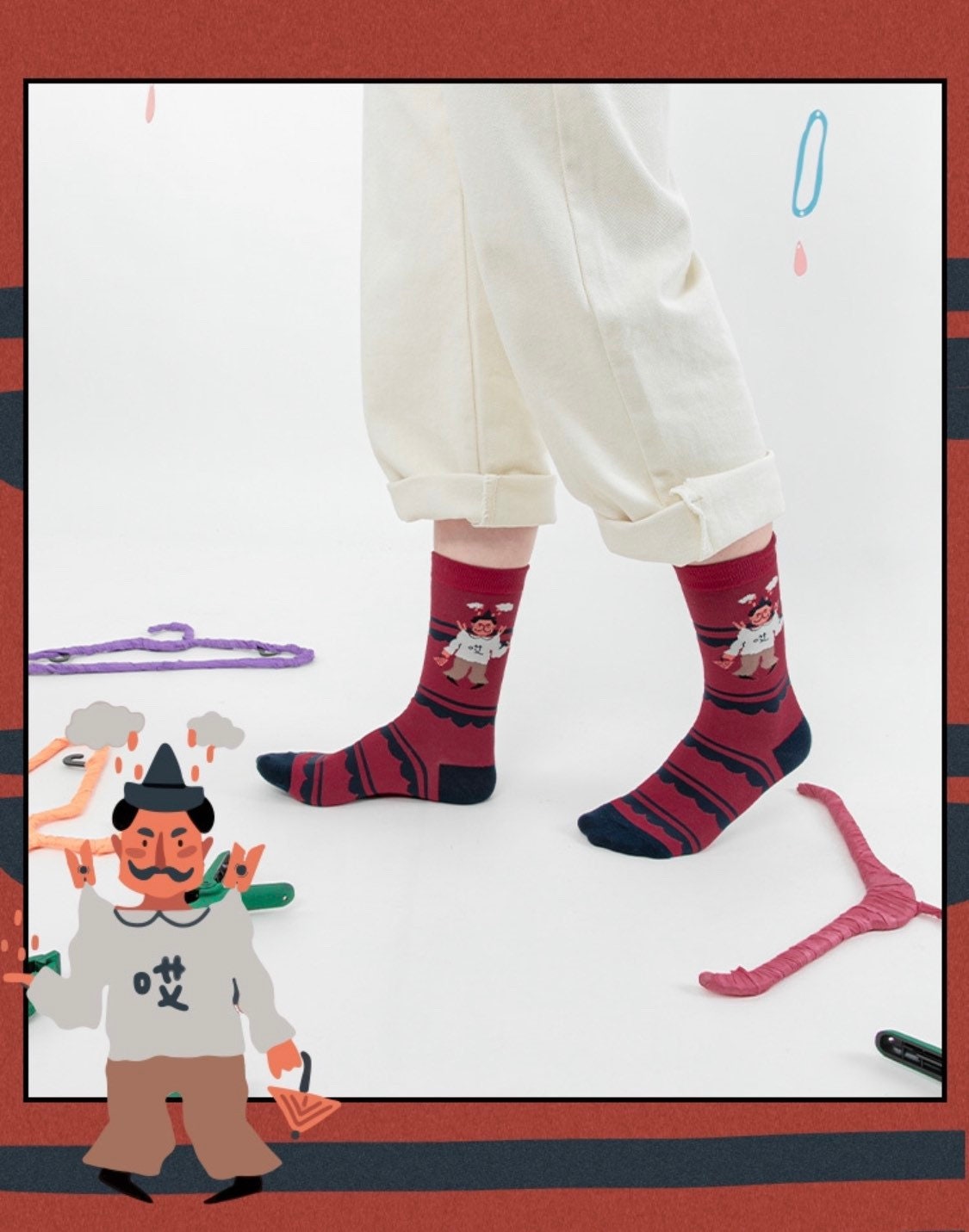 Miss June’s| 1 pair cotton socks｜Creative | Colorful | Cool | Patterned | Designed | Unisex | Gift Idea | Casual | Comfortable｜Funny｜Art