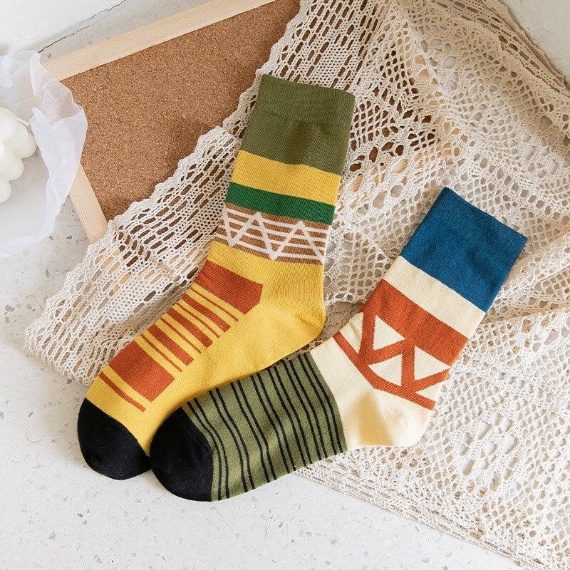 Miss June’s| 1 pair cotton socks｜Creative | Colorful | Cool | Patterned | Designed | Unisex | Gift Idea | Casual | Art | Comfortable｜Funny｜