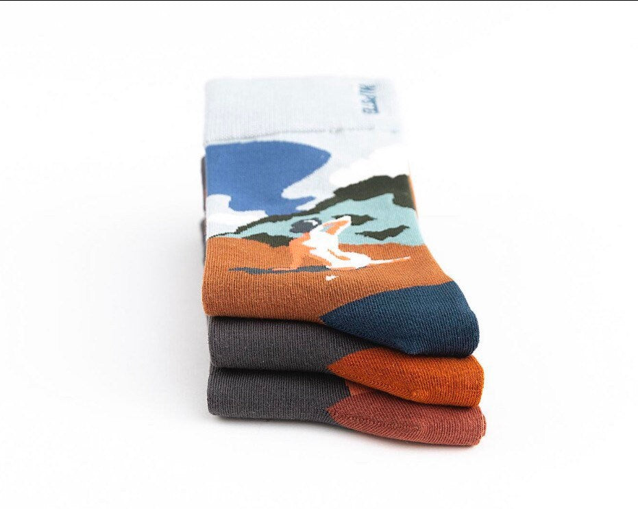 Miss June’s | Set 3 pairs cotton socks｜Creative | Colorful | Cool | Patterned | Designed | Unisex | Gift Idea | Art | Comfortable | Men