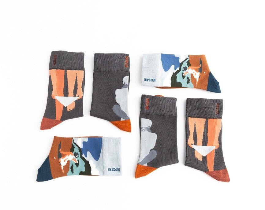 Miss June’s | Set 3 pairs cotton socks｜Creative | Colorful | Cool | Patterned | Designed | Unisex | Gift Idea | Art | Comfortable | Men