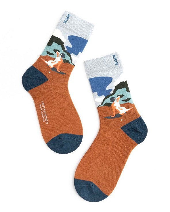 Miss June’s | Set 3 pairs cotton socks｜Creative | Colorful | Cool | Patterned | Designed | Unisex | Gift Idea | Art | Comfortable | Men