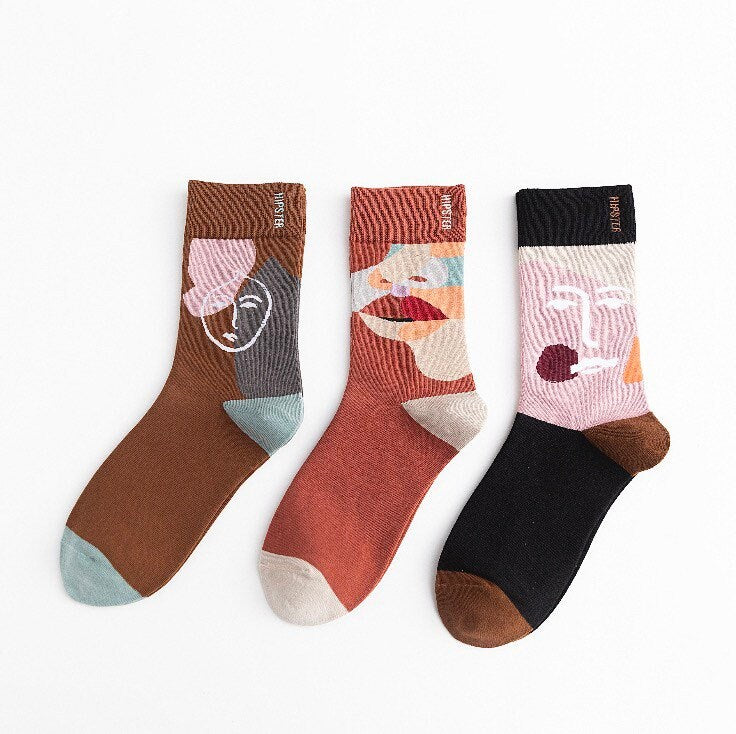 Miss June’s | Set 3 pairs cotton socks｜Creative | Colorful | Cool | Patterned | Designed | Unisex | Gift Idea | Casual | Comfort | Women