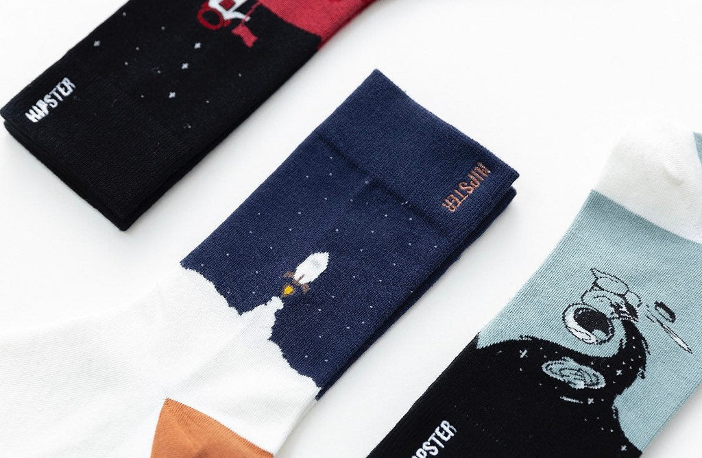 Miss June’s | Set 3 pairs cotton socks｜Creative | Colorful | Cool | Patterned | Designed | Unisex | Gift Idea | Art | Comfortable | Men