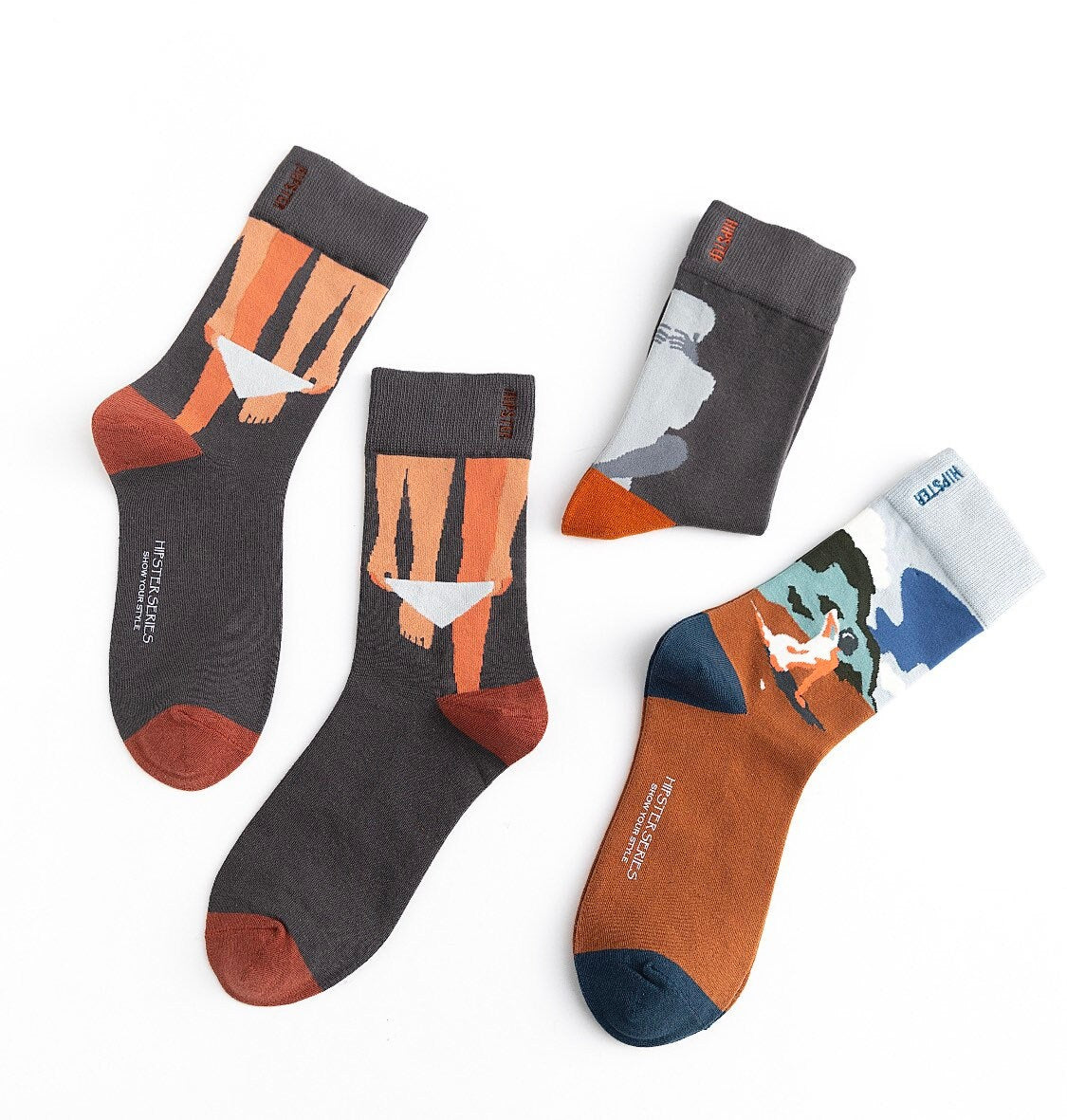 Miss June’s | Set 3 pairs cotton socks｜Creative | Colorful | Cool | Patterned | Designed | Unisex | Gift Idea | Art | Comfortable | Men