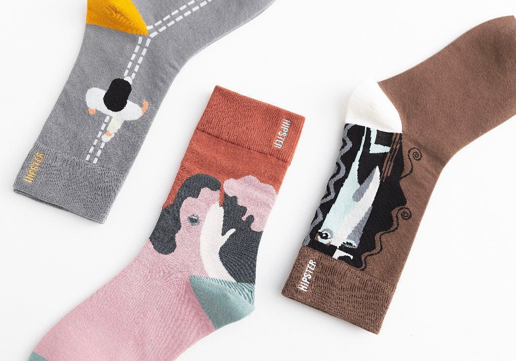 Miss June’s | Set 3 pair cotton socks｜Creative | Colorful | Cool | Patterned | Designed | Unisex | Gift Idea | Art | Comfort | Women