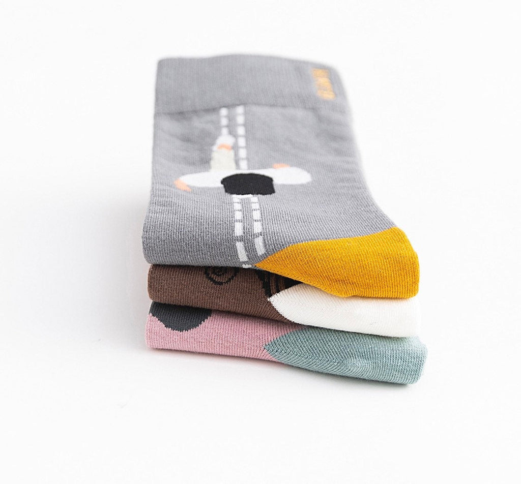 Miss June’s | Set 3 pair cotton socks｜Creative | Colorful | Cool | Patterned | Designed | Unisex | Gift Idea | Art | Comfort | Women