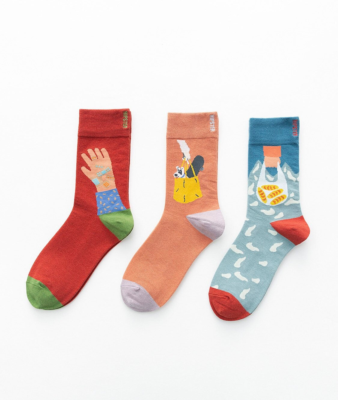 Miss June’s | Set 3 pairs cotton socks｜Creative | Colorful | Cool | Patterned | Designed | Unisex | Gift Idea | Art | Comfort | Women