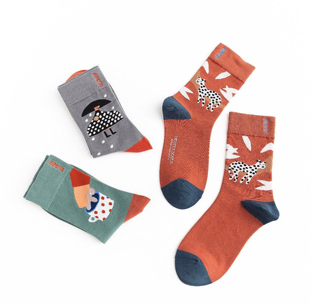 Miss June’s | Set 3 pairs cotton socks｜Creative | Colorful | Cool | Patterned | Designed | Unisex | Gift Idea | Art | Comfort | Women|