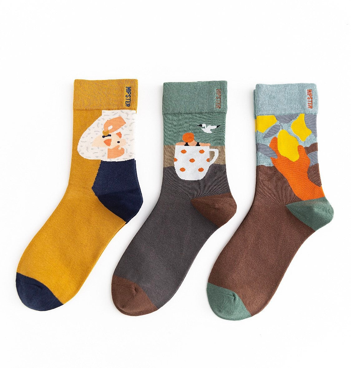 Miss June’s | Set 3 pairs cotton socks｜Creative | Colorful | Cool | Patterned | Designed | Unisex | Gift Idea | Art | Comfort | Women