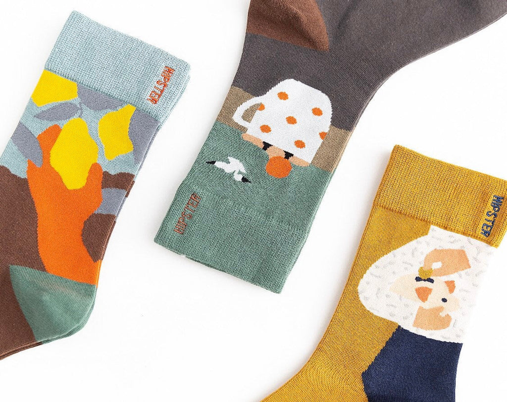 Miss June’s | Set 3 pairs cotton socks｜Creative | Colorful | Cool | Patterned | Designed | Unisex | Gift Idea | Art | Comfort | Women