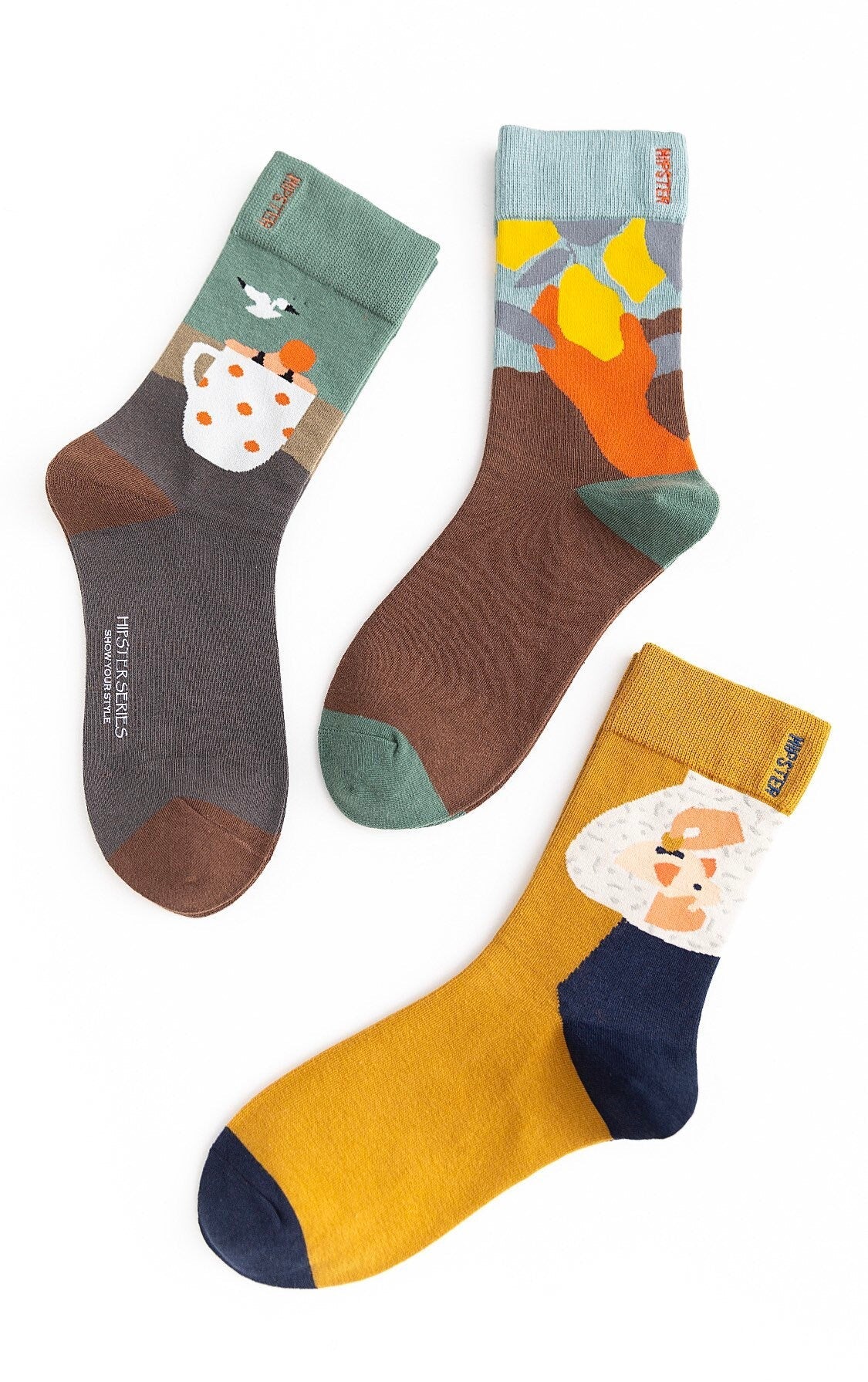 Miss June’s | Set 3 pairs cotton socks｜Creative | Colorful | Cool | Patterned | Designed | Unisex | Gift Idea | Art | Comfort | Women