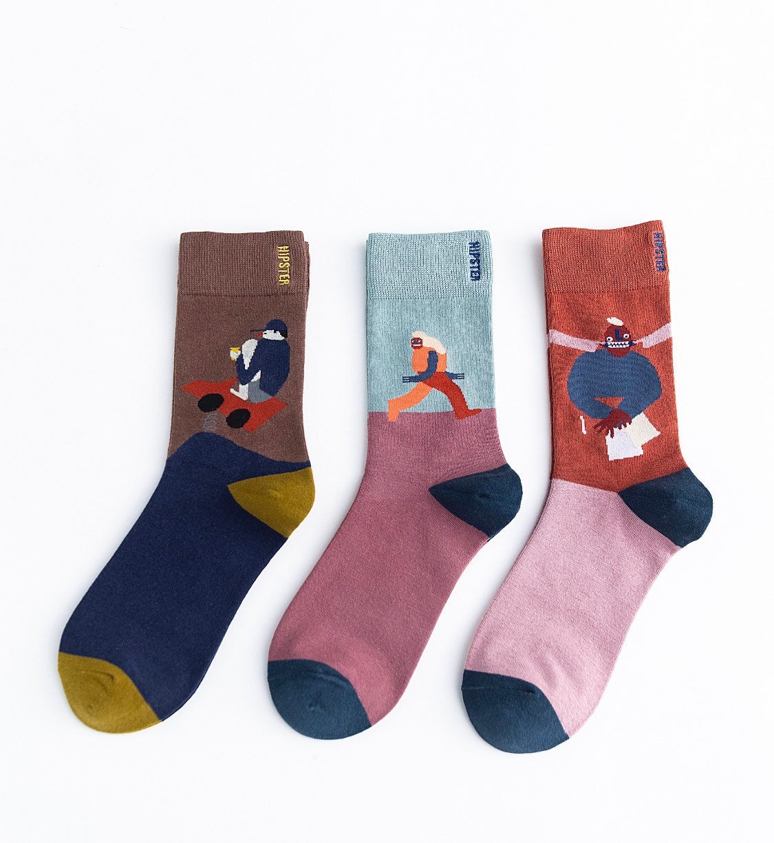 Miss June’s | Set 3 pairs cotton socks｜Creative | Colorful | Cool | Patterned | Designed | Unisex | Gift Idea | Art | Comfortable | Men