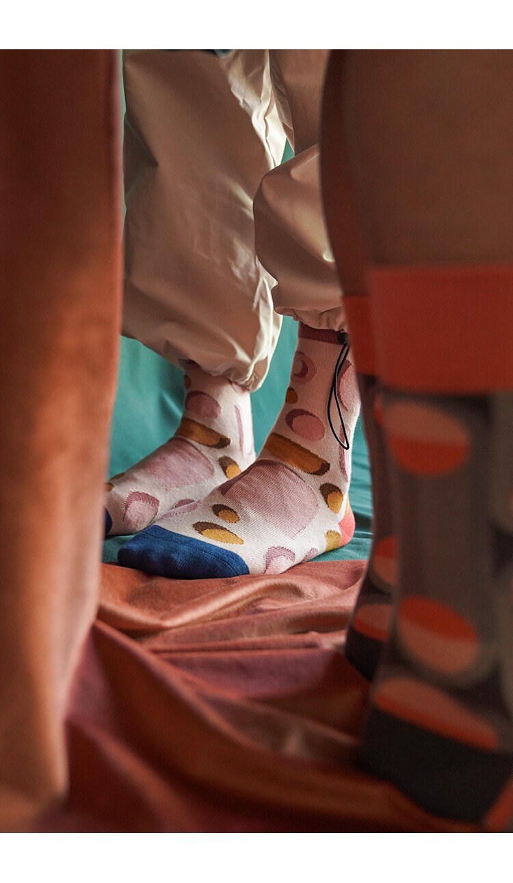 Miss June’s｜1 Pair designer cotton socks| Creative| Colorful | Cool | Patterned | Geometric socks| Unisex socks | Casual |Art