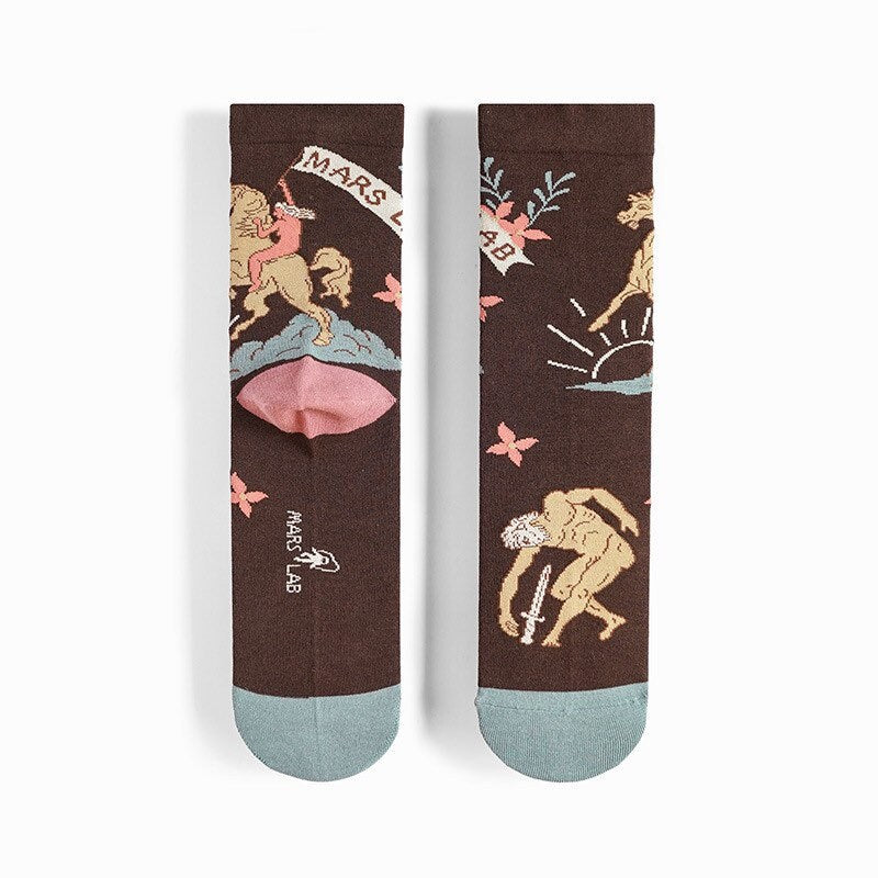 Miss June’s｜1 Pair designer cotton socks| Creative| Colorful | Cool | Patterned | Geometric socks| Unisex socks | Casual |Art socks