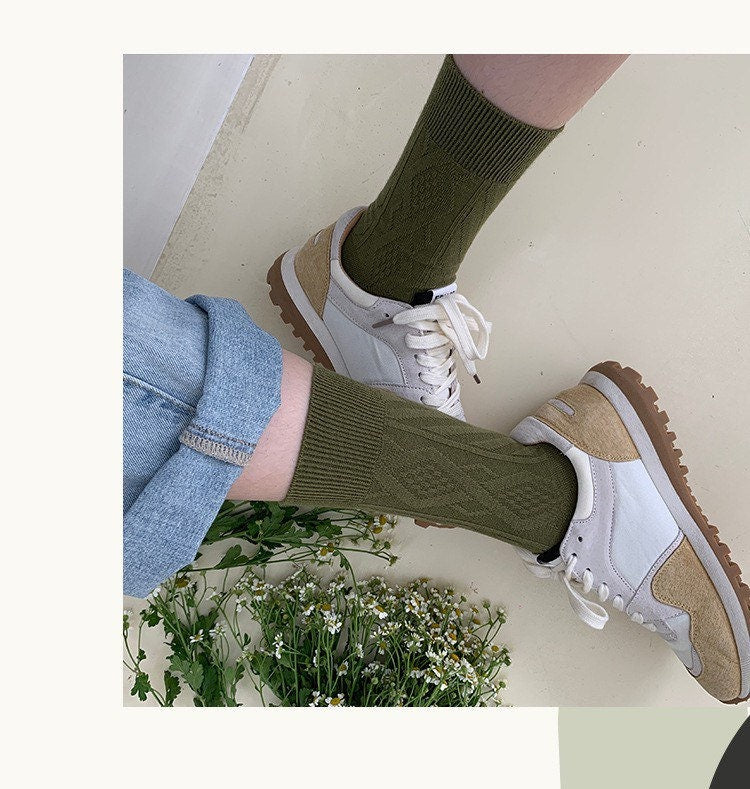 Miss June’s | Women’s | 1 pair cotton socks｜Daily | Cotton | Natural | Soft | Designed | Textured | Gift Idea | Casual | Comfortable