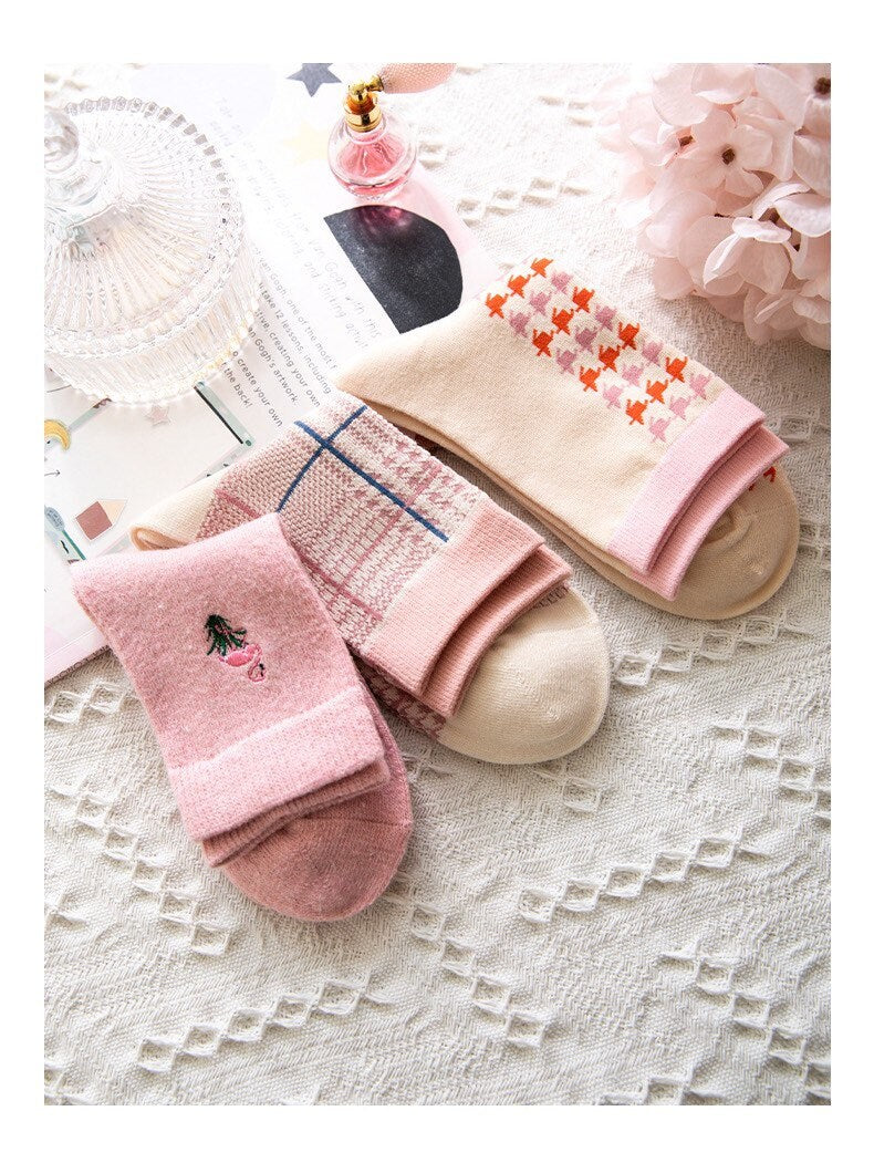 Miss June’s | Set of 3 pairs of cotton socks; Cute | Colorful | Cool | Patterned | Designed | Women | Gift Idea | Casual | Comfortable