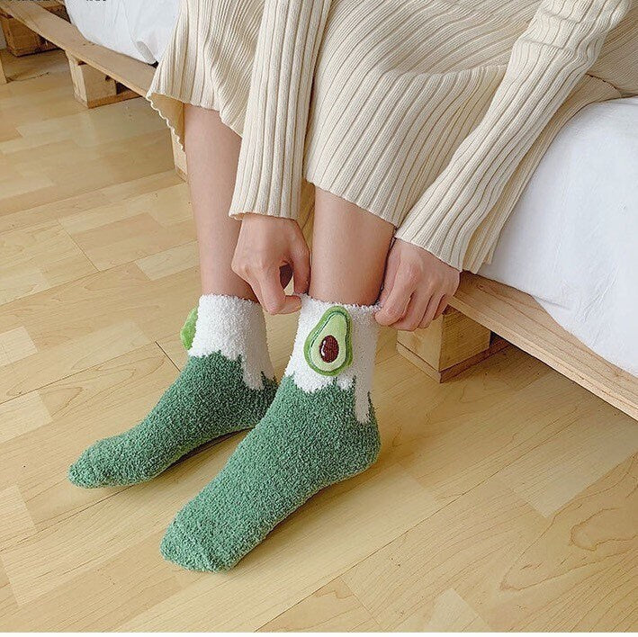Miss June’s | Women’s | 1 pair | Floor socks | Fruits | Cute | Fuzzy | Home wear | Warm | Soft | Gift Idea | Casual | Comfort| Winter|