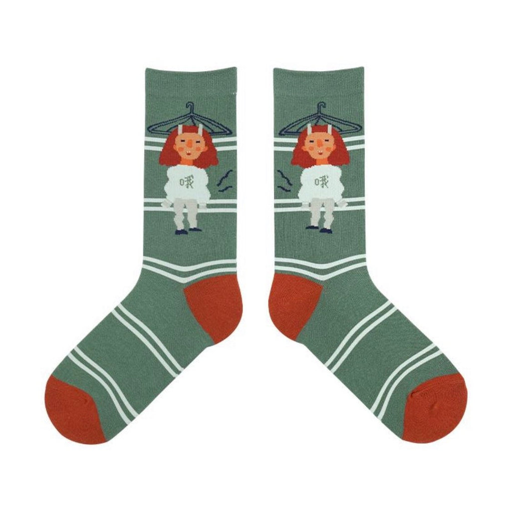 Miss June’s| 1 pair cotton socks｜Creative | Colorful | Cool | Patterned | Designed | Unisex | Gift Idea | Casual | Comfortable｜Funny｜Art