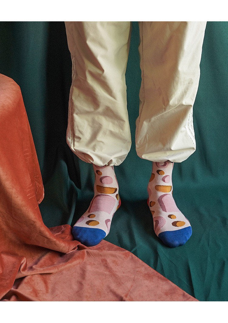 Miss June’s｜1 Pair designer cotton socks| Creative| Colorful | Cool | Patterned | Geometric socks| Unisex socks | Casual |Art