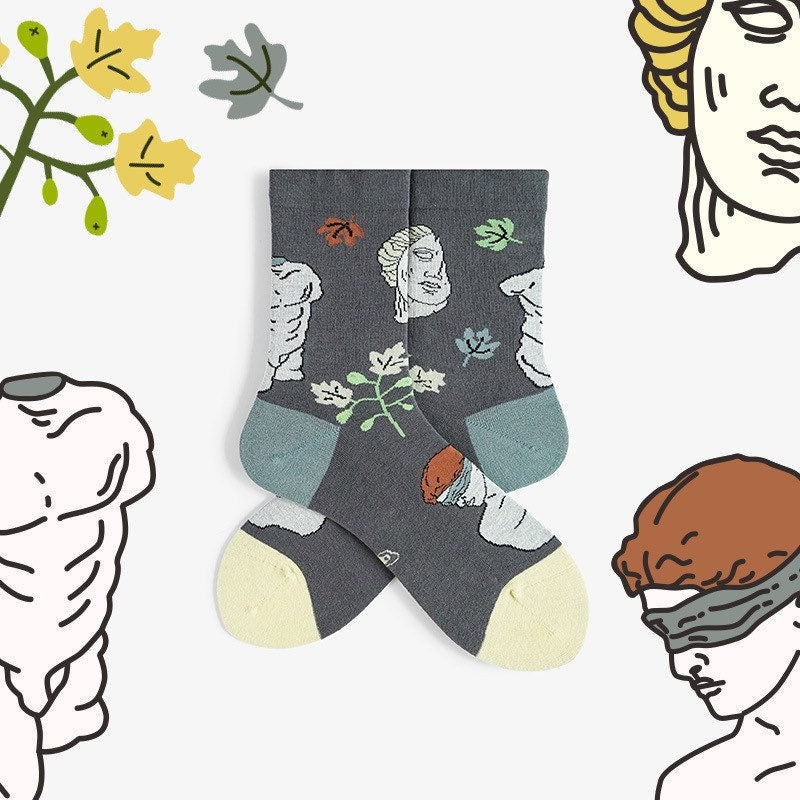 Miss June’s｜1 Pair designer cotton socks| Creative| Colorful | Cool | Patterned | Geometric socks| Unisex socks | Casual |Art socks