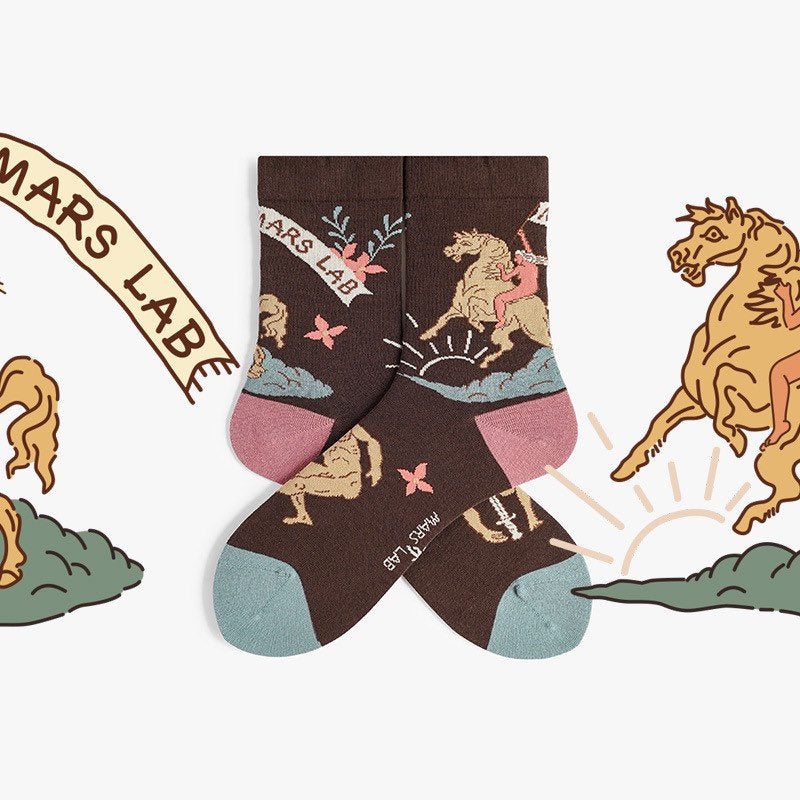 Miss June’s｜1 Pair designer cotton socks| Creative| Colorful | Cool | Patterned | Geometric socks| Unisex socks | Casual |Art socks